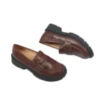 Women's Retro Leather Shoes for Spring Single Temperament Soft Soles Slip-On ...